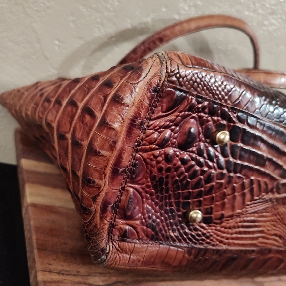 Medium Asher Pecan Melbourne Crocodile Embossed Leather Tote - Picture 7 of 10